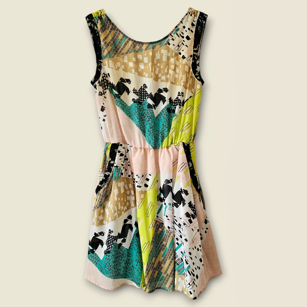 Hollywould Colorful Geometric Print Mini Dress EUC